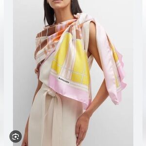 Burberry Abstract Check Print Silk Scarf